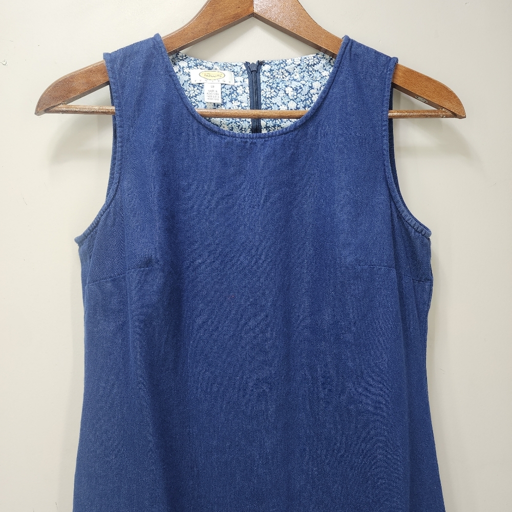 90's Vintage Talbots Chambray Sleeveless Midi Dre… - image 2